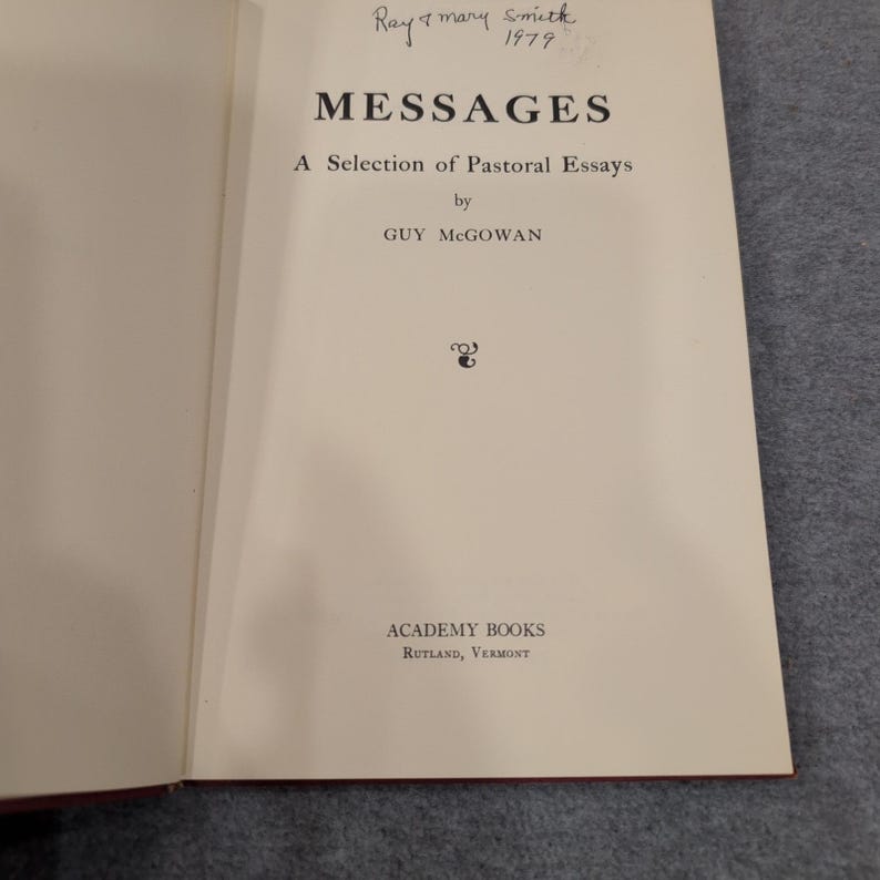 Messages A Selection of Pastoral Essays Guy McGowan Academy Books 1978 Hardcover image 4
