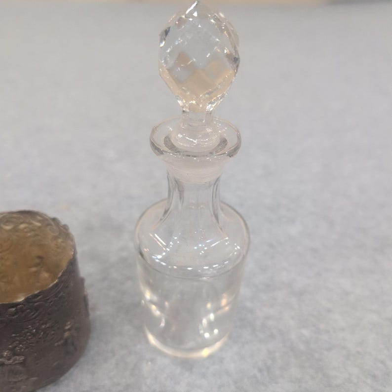 Vintage Dutch Windmill Cruet Set Glass Bottles Ornate Metal Caddy Village Scene image 5