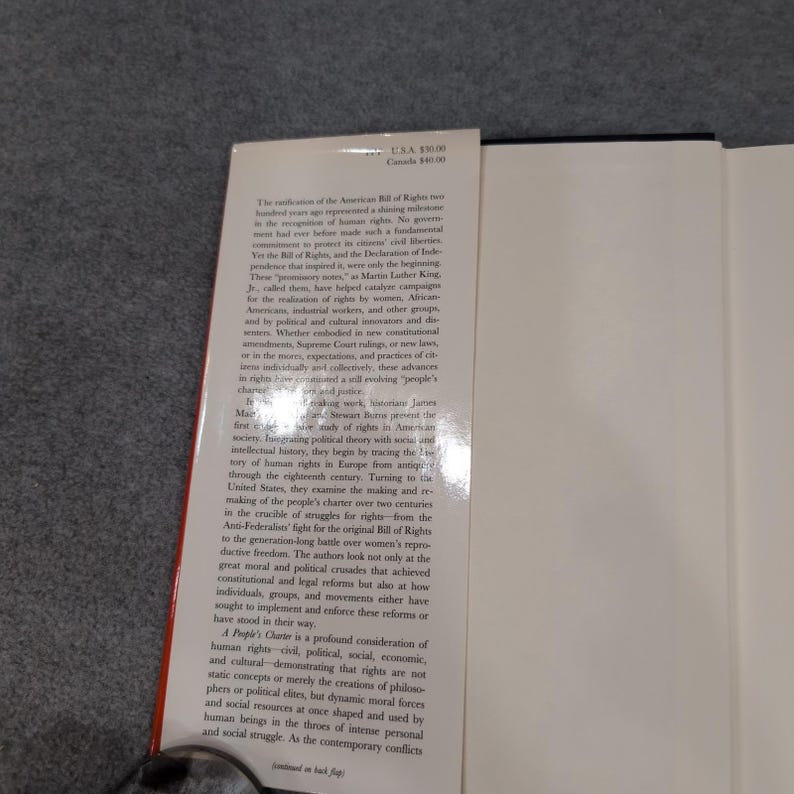 A Peoples Charter The Pursuit of Rights in America James MacGregor Burns 1st Ed image 2