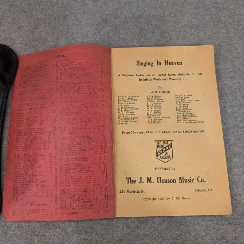 Vintage 1957 Singing In Heaven Sacred Songs Hymn Book J. M. Henson Music Co. image 3