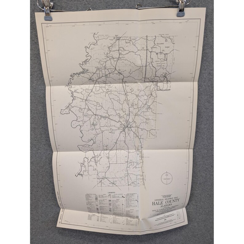 VTG 1976 Hale County Alabama General Highway Map Bureau Surveying 26" x 18" image 1