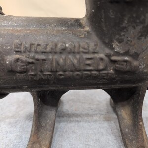 Vintage Enterprise No 12 Tinned Meat Chopper Cast Iron Manual Grinder Phila USA image 2