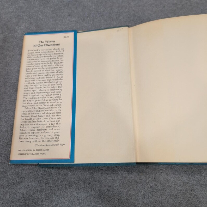 The Winter of Our Discontent John Steinbeck 1961 First Edition Viking Press HC image 4
