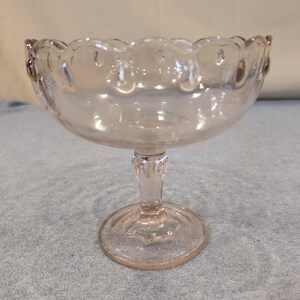 Indiana Glass Garland Teardrop Pink Pedestal Compote Bowl Scalloped Rim Vintage image 1