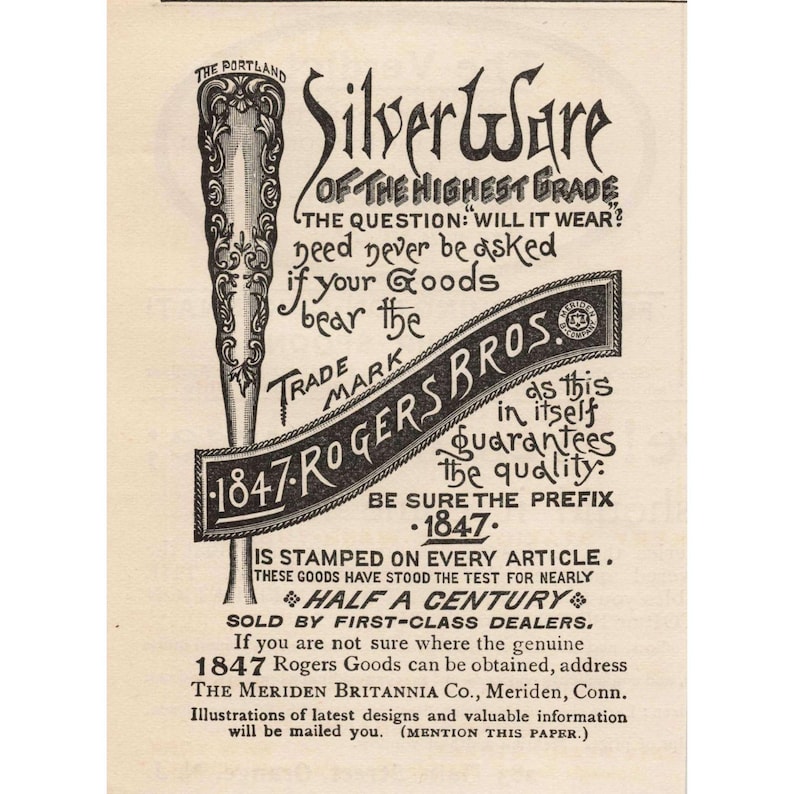 1892 Rogers Bros Silverware Print Advertisement The Portland Pattern Meriden image 1