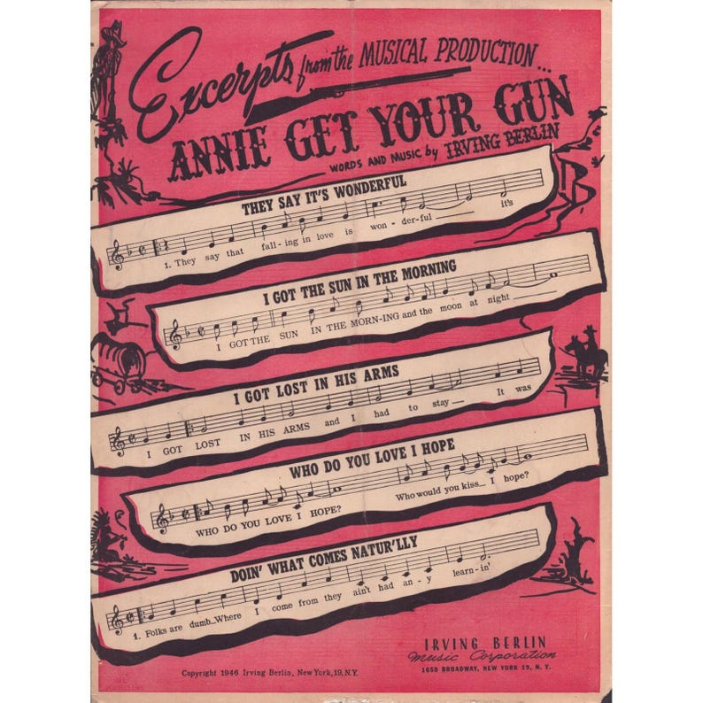 Nuty do utworu „Annie Get Your Gun” z 1946 roku, Ethel Merman Irving, Berlin Broadway zdjęcie 2