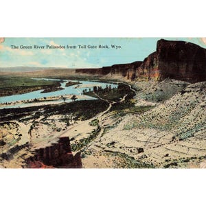 Vintage 1914 Green River Palisades Toll Gate Rock Wyoming Postcard Barkalow Bros image 1