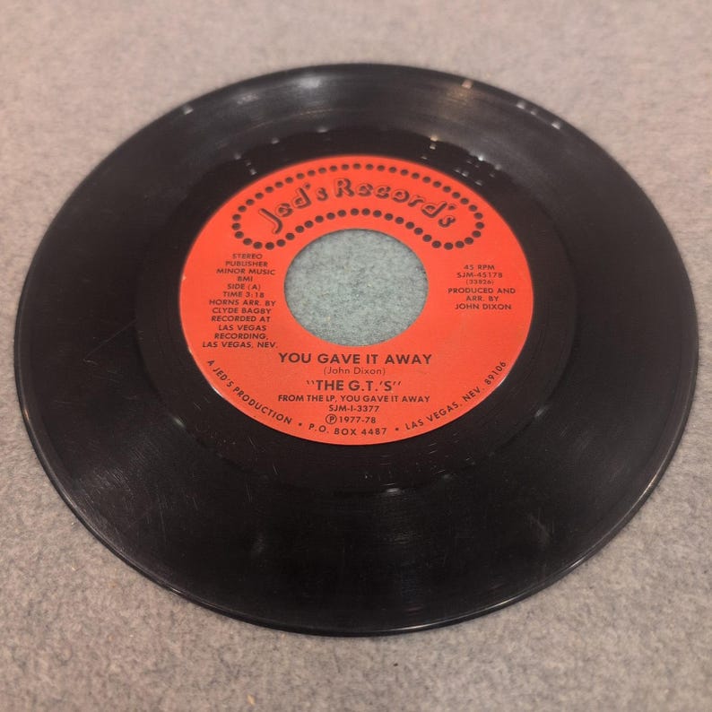 G.T.の『ユー・ガヴ・イット・アウェイ』ランニングバック 45回転レコード Jed's Record's SJM-45178 画像 3