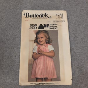 Vintage Butterick 4782 Toddlers Jumper and T-Shirt Sewing Pattern Size 1 VG image 1