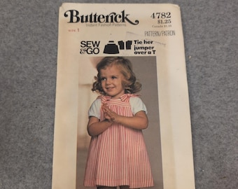 Vintage Butterick 4782 Toddlers Jumper and T-Shirt Sewing Pattern Size 1 VG