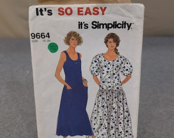 Simplicity 9664 Misses Drop Waist Pullover Dress Sewing Pattern Size 10-20 Cut