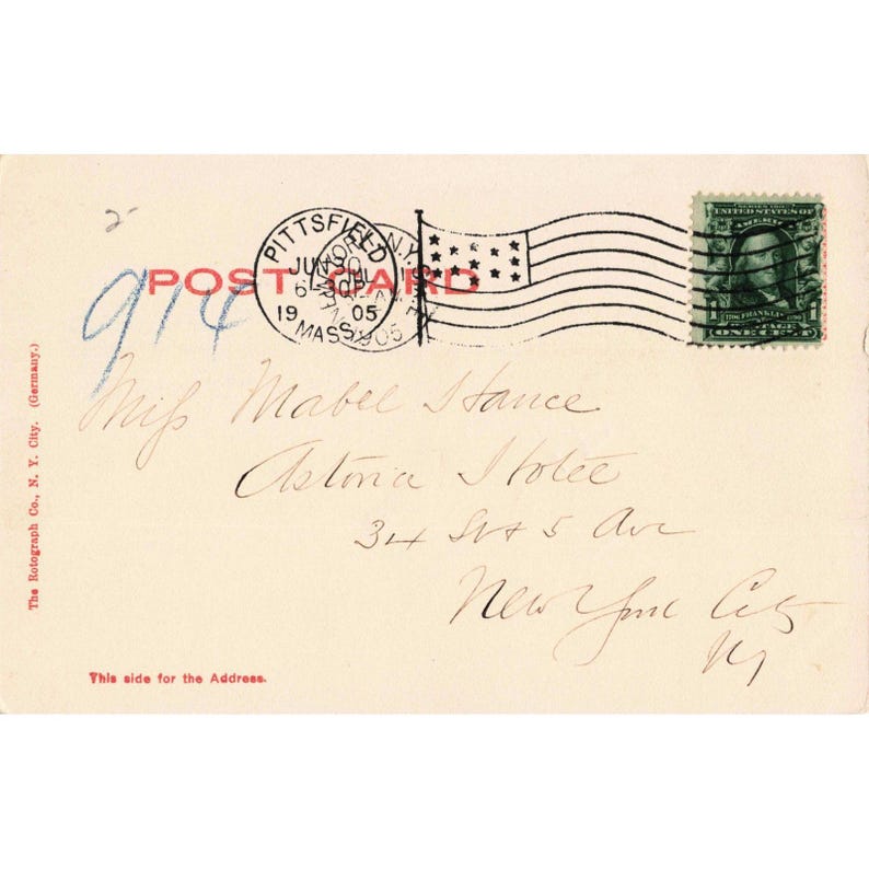 1905 South St Pittsfield Massachusetts Rotograph Co Postcard Pittsfield MA VG image 2