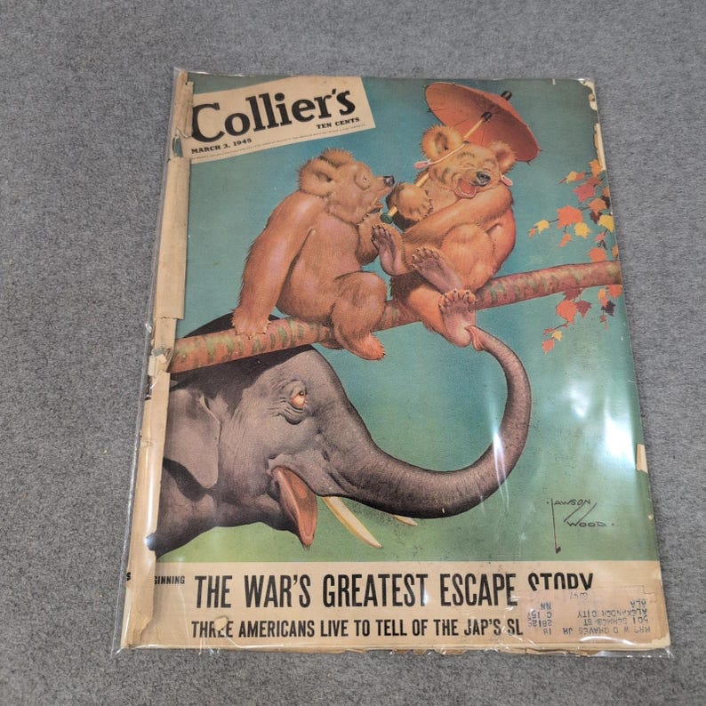 Collier's Magazine 3. März 1945 Lawson Wood Cover War's Greatest Escape Story Bild 1