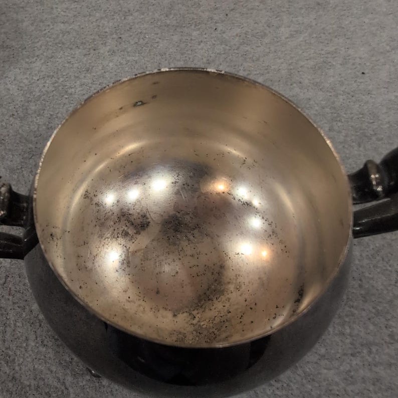 Vintage Silver Plated Footed Sugar Bowl with Lid Ornate Handles Tarnish Decor image 6