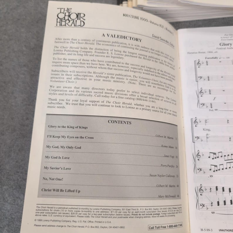 The Choir Herald May June 1999 Lorenz Publishing Choral Sheet Music Lot of 18 image 2