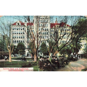 Vintage-Postkarte vom Central Park Auditorium in Los Angeles, Kalifornien, geteilte Rückseite, Newman Bild 1