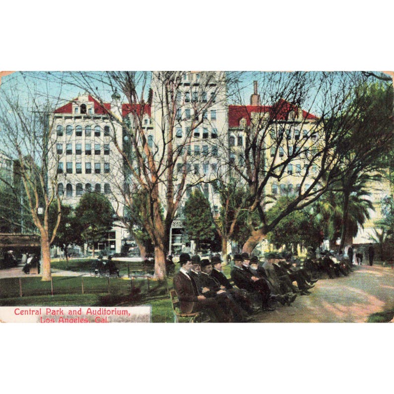 Vintage-Postkarte vom Central Park Auditorium in Los Angeles, Kalifornien, geteilte Rückseite, Newman Bild 1