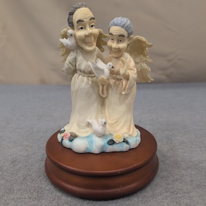 1996 Sansco Heritage House Angel Couple Music Box Oh What a Beautiful Morning image 1