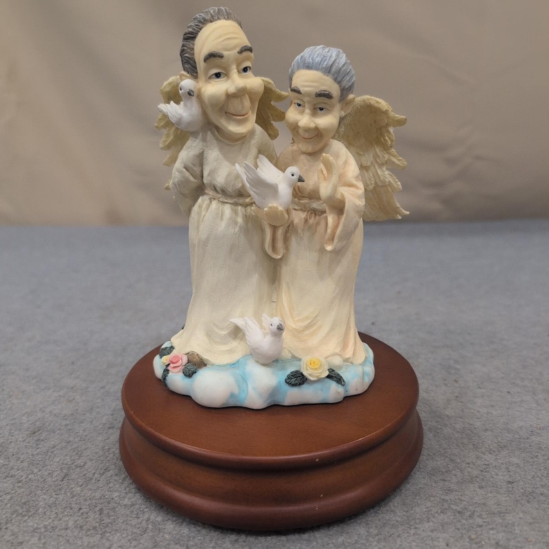 1996 Sansco Heritage House Angel Couple Music Box Oh What a Beautiful Morning image 1