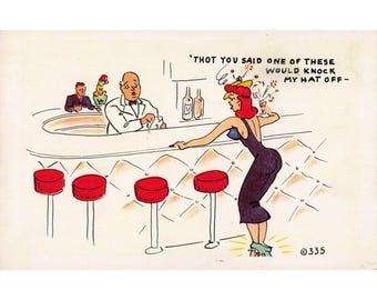 Carte postale humoristique vintage KromeKolor, barmaid, Noble, Colorado 335