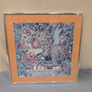 Weniger gerahmter Garten-Floral Kunstdruck Silber Metallrahmen Pfirsich-Mat Bild 1