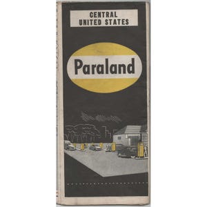 Vintage 1950s Paraland Oil Road Map Central United States Gas Station Art image 1