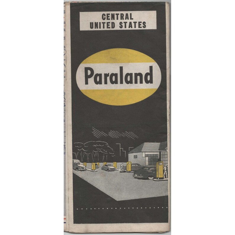 Vintage 1950s Paraland Oil Road Map Central United States Gas Station Art image 1