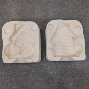 Santa House Mold Cast Plaster Ceramic Bisque Christmas Ornament Craft image 2