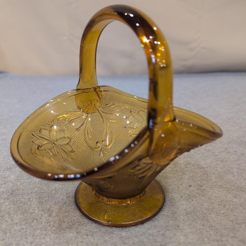 Indiana Glas Tiara Bernstein Sandwich Daisy Blumenkorb Candy Dish Vintage Bild 1