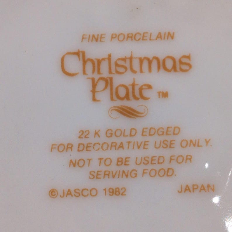 Fine Porcelain Decorative Jasco 1982 Plate Japan Child Boy at Fireplace Stocking image 4