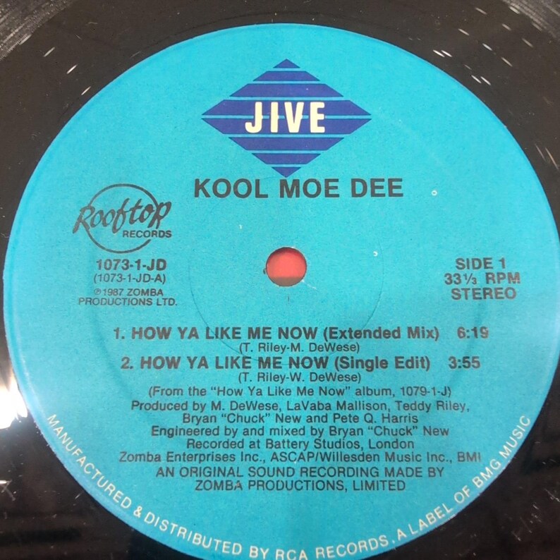 Kool Moe Dee, How Ya Like Me Now, 12 single vinyle 1987 Jive Rooftop 1073-1-JD TB image 4