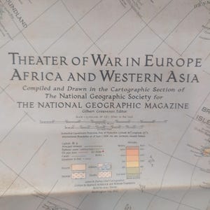1942 National Geographic Theater of War Europe Africa Western Asia Map 30x26 image 2
