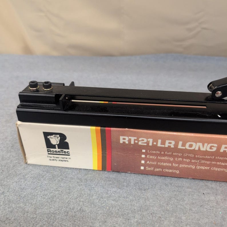 RoseTec RT-21-LR Long Reach Stapler 12 Inch Capacity Black Metal Office Tool image 3