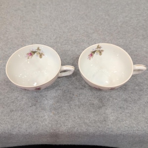 Bond Ware L&M Vintage Porcelain Teacups Pink Rose Floral Gold Rim Set of 2 image 3