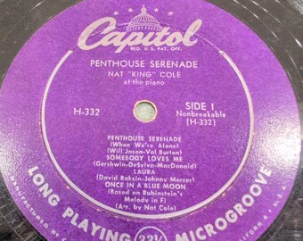 "Nat King Cole ""Penthouse Serenade 10"" in Vinyl LP Cap H 332 Piano Solo"