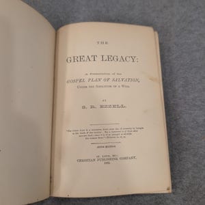The Great Legacy S. R. Ezzell 1885 Fifth Edition Christian Publishing Company image 4
