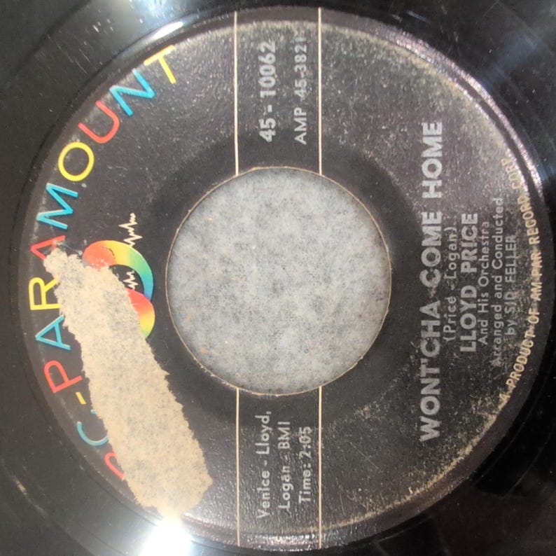 Lloyd Price Wont'cha Come Home ABC-Paramount 45-10062 Vinyl 45 image 1