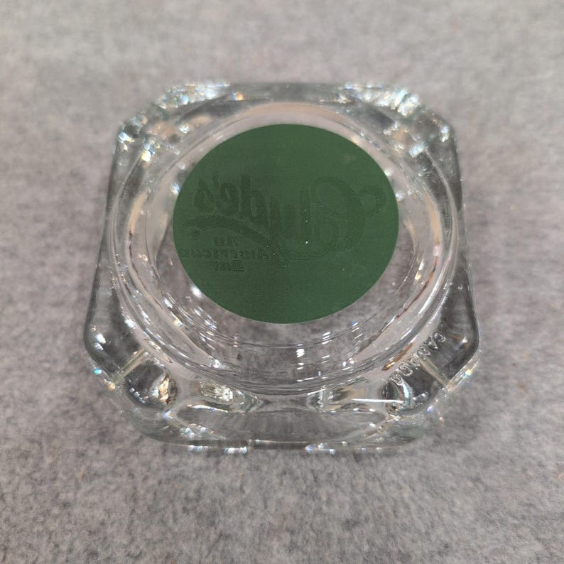 Clydes An American Bar Vintage Clear Glass Square Ashtray Green Logo Canada image 4