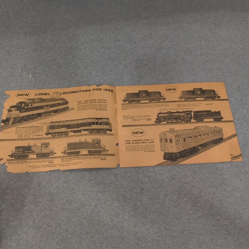 Vintage 1956 Lionel Trains Catalog Pages New Haven Locomotive Accessories 2350 image 2