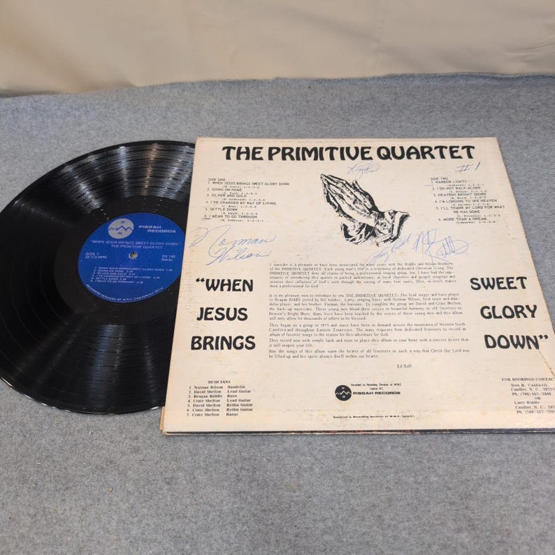 The Primitive Quartet Signed Vinyl When Jesus Brings Sweet Glory Down RS-149 LP image 2