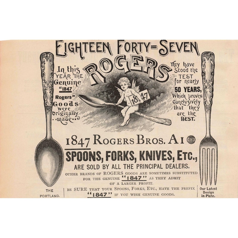 1891 Rogers Bros Silverplate Spoons Forks Knives Etcetera Advertising Print image 1