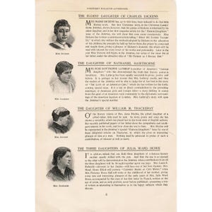 1891 Scribners Magazine Filles célèbres Ladies Home Journal Dickens Hawthorne image 2
