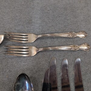 Old Company Plate Signature Rose Silverplate Flatware Set 13pc Monogrammed F image 7