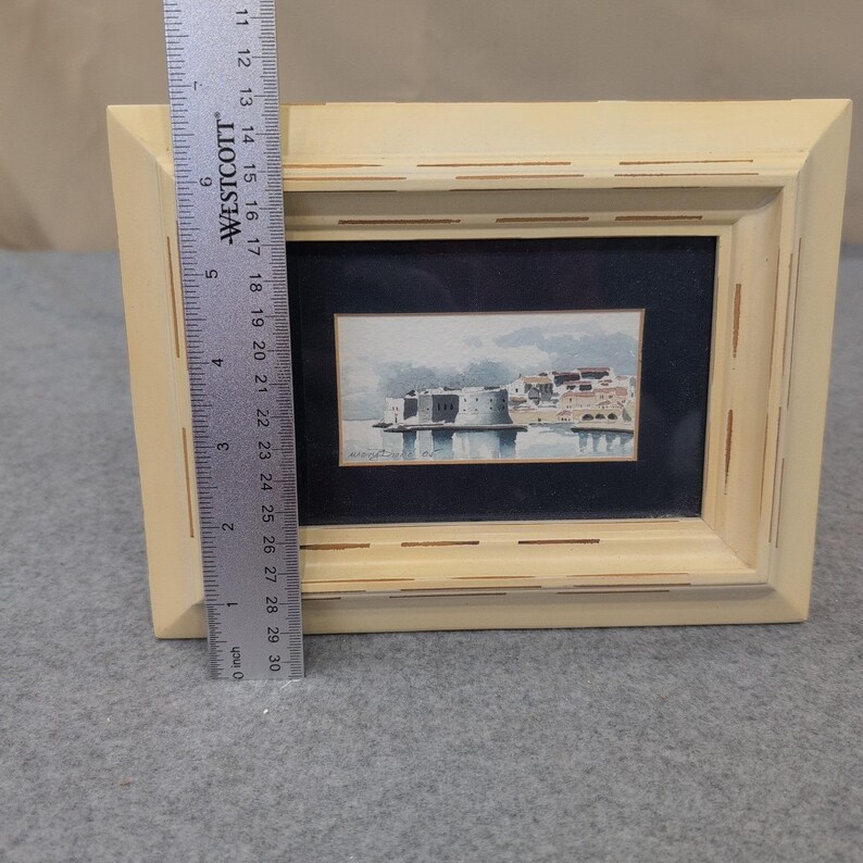 Mery Ortolio-Biocic Original Miniature Watercolor Coastal Fortress Painting 2005 image 8