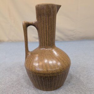 Vintage Monmouth Pottery Brown Speckled Stoneware Pitcher Maple Leaf USA image 6