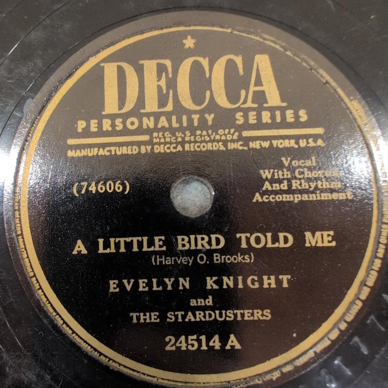 Evelyn Knight A Little Bird Told Me Decca 24514 78 RPM Shellac Record 1948 VG image 1