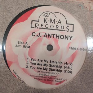 C.J. Anthony You Are My Starship She's Mine 12 Inch Vinyl Single 1989 KMA-GB-019 image 2
