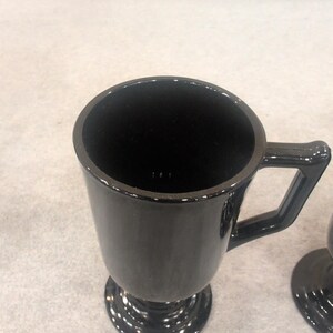 Vintage Black Milk Glass Footed Irish Coffee Mugs Pedestal Set of 4 image 5