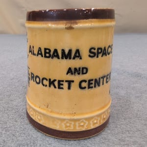 Alabama Space and Rocket Center Mug Yellow Ceramic Rocket Ship Graphic Souvenir image 1