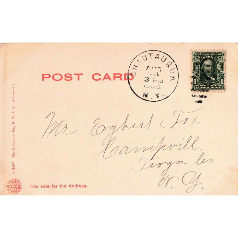 Vintage 1906 Chautauqua Lake New York Postcard Rotograph Co Canoe Gazebo NY image 2